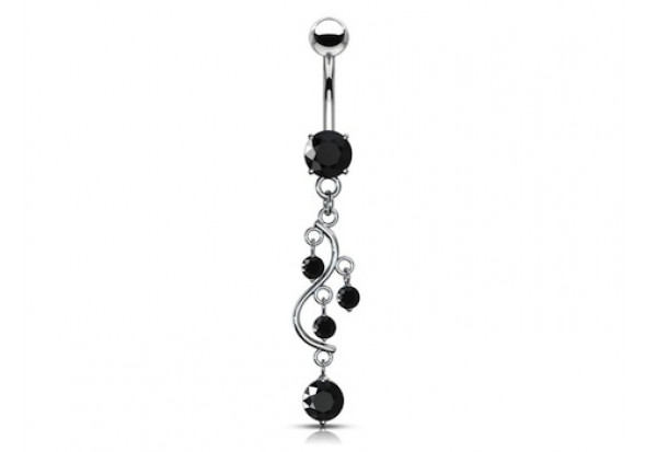 Piercing nombril cascade noire