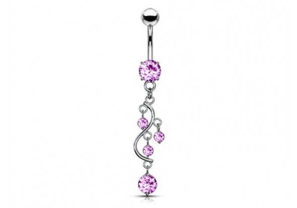 Piercing nombril cascade rose