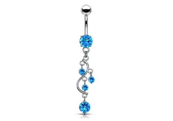 Piercing nombril cascade bleue