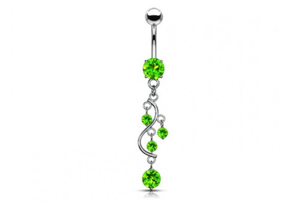 Piercing nombril cascade verte