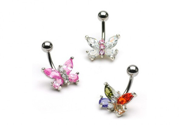 Piercing nombril papillons