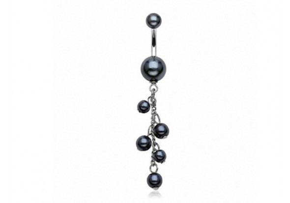 Piercing nombril pendentif perles nacrées noires