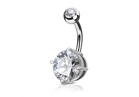 Piercing nombril pierre ronde 10mm blanche