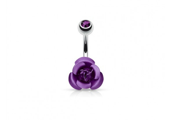 Piercing nombril rose violette