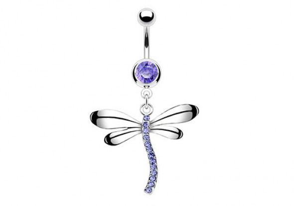 Piercing nombril libellule violette