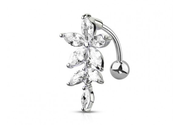 Piercing Nombril inversé fleur blanche