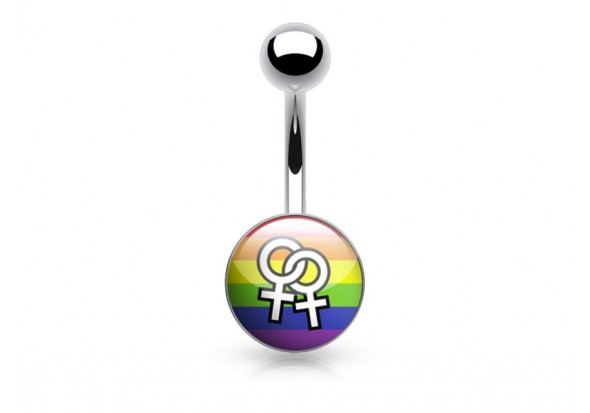 Piercing nombril acier logo LGBT