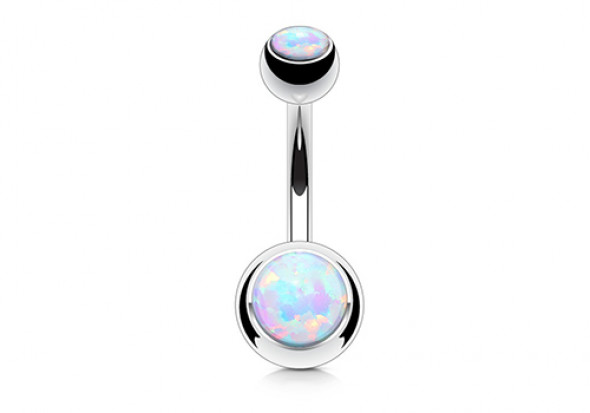 Piercing nombril opale de feu blanche
