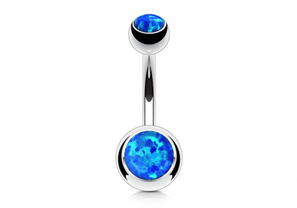 Piercing nombril opale de feu bleue