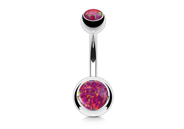 Piercing nombril opale de feu fushia