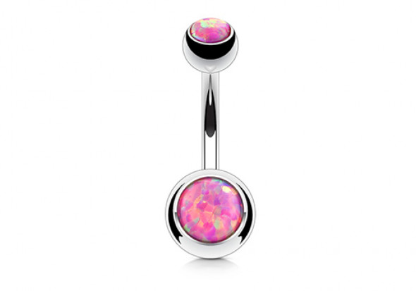 Piercing nombril opale de feu rose
