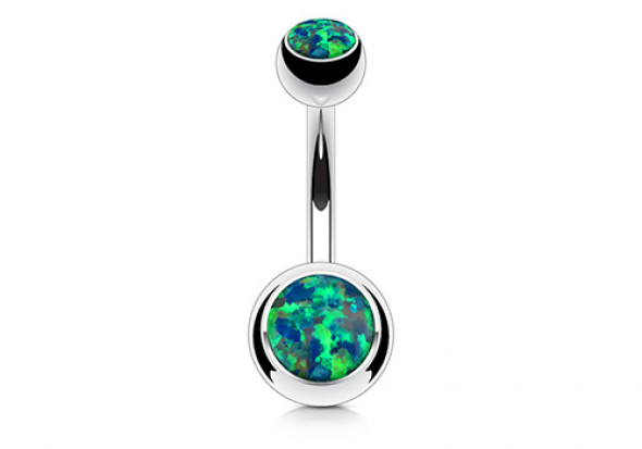 Piercing nombril opale de feu verte