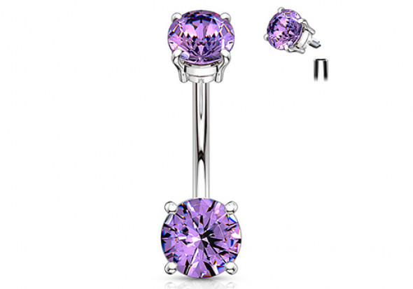 Piercing nombril pas de vis interne violet