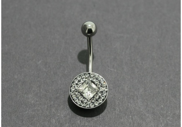Piercing nombril fantaisie losange et strass