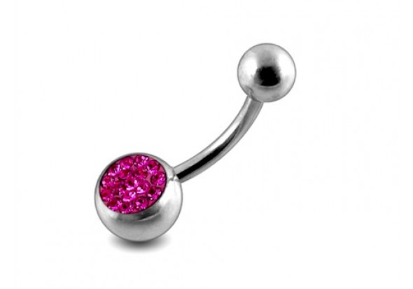 Piercing nombril cristal fushia