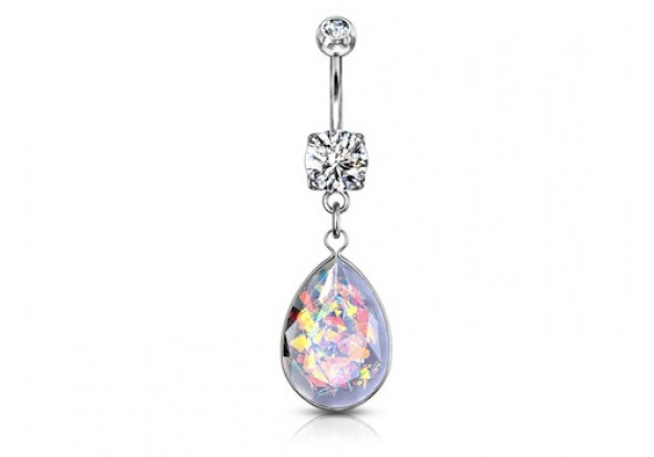 Piercing nombril opalite pendante