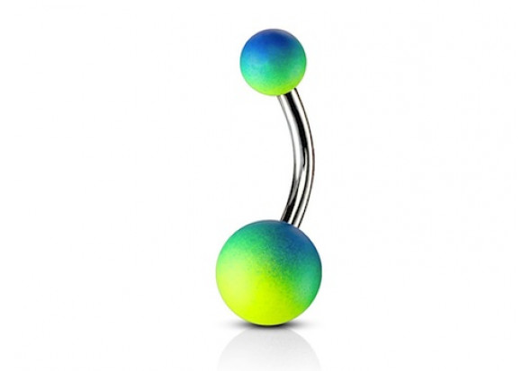 Piercing nombril silicone vert et bleu