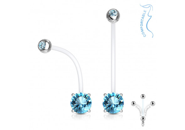 Piercing nombril femme enceinte strass bleu