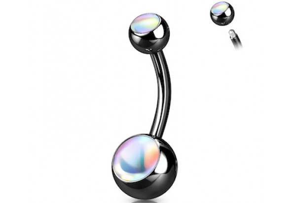 Piercing nombril iridescent noir