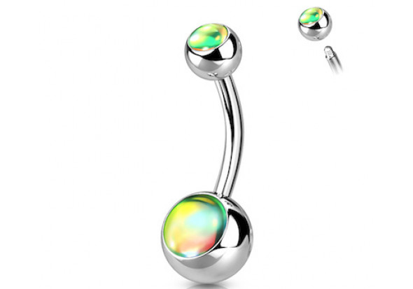 Piercing nombril iridescent vitrail