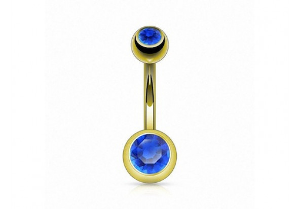 Piercing nombril basique plaqué or bleu foncé