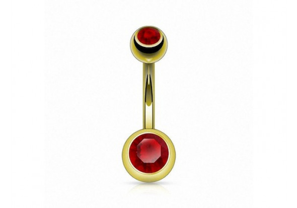 Piercing nombril basique plaqué or rouge