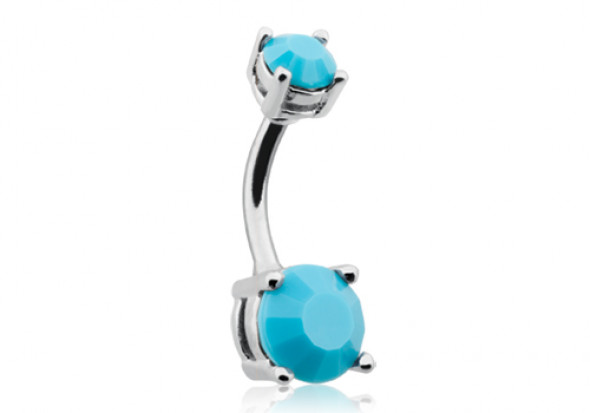 Piercing nombril double charme pierre turquoise