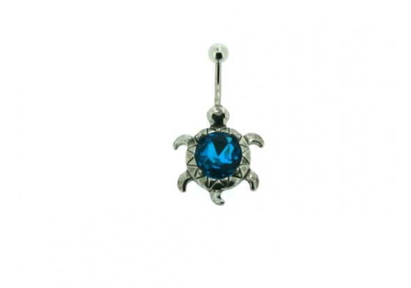 Piercing nombril fantaisie tortue bleue