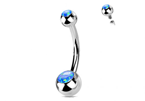 Piercing nombril titane opale bleue