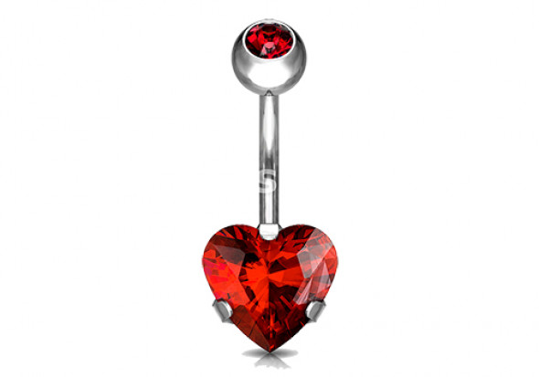 Piercing nombril titane Coeur rouge