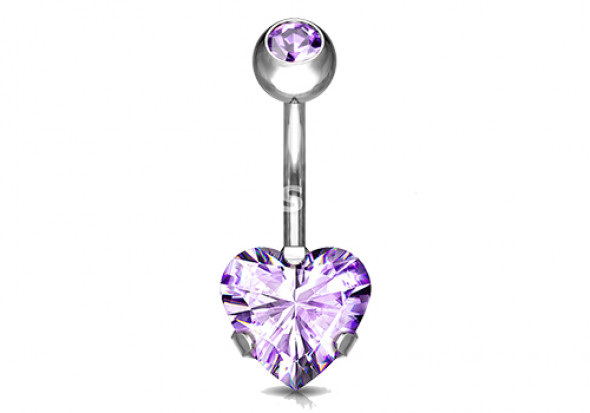 Piercing nombril titane Coeur violet