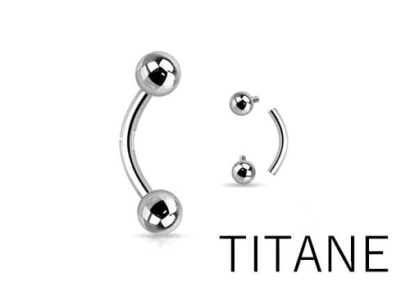 Titan Intime Piercing de Nombril Bijoux Banane En 1,6mm Avec Boule à Trou Et Bcr 