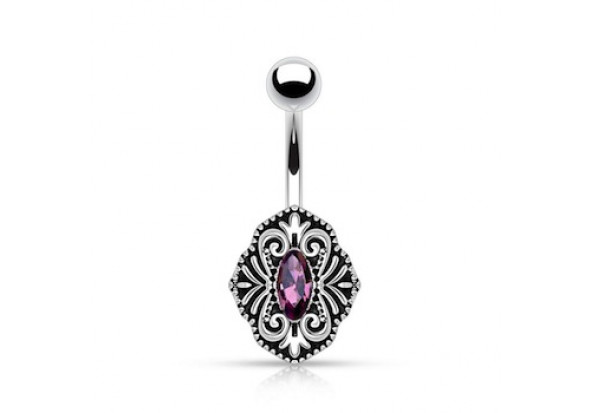 Piercing nombril vintage opale violette