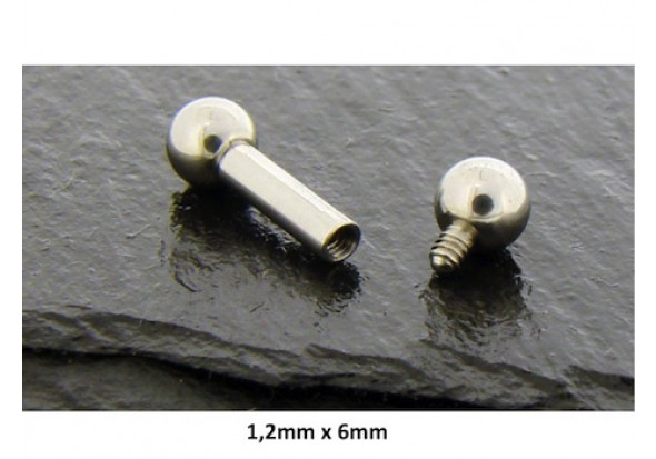 Piercing basic barbell 6mm pas de vis interne