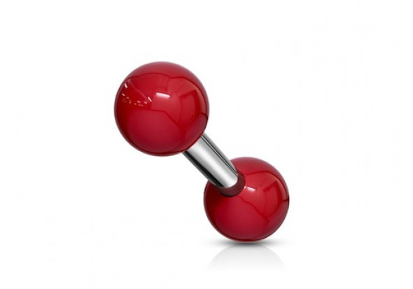 Piercing barbell bille acrylique rouge
