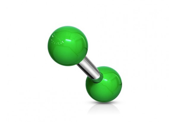 Piercing barbell bille acrylique vert