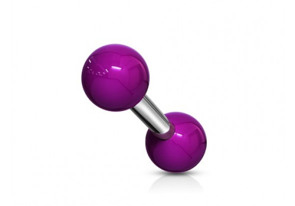 Piercing barbell bille acrylique violet