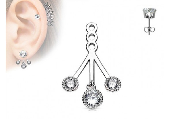 Piercing oreille Ear Cuff multi perle