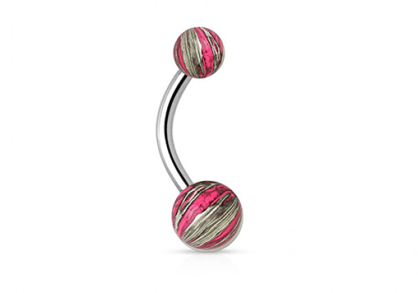 Piercing nombril éléctrique rose et doré