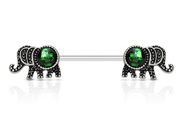 Piercing téton éléphant opalite verte