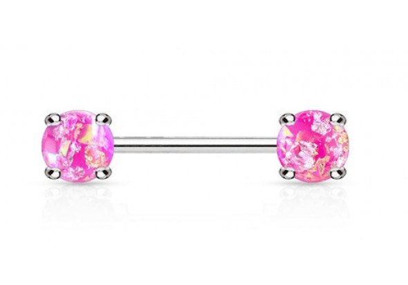 Piercing téton pierre synthétique rose