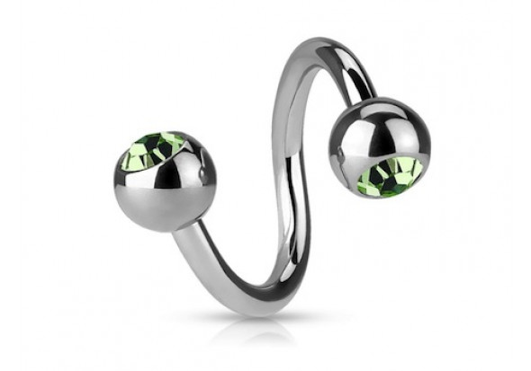 Piercing spirale cristal vert