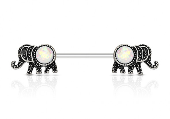 Piercing téton éléphant opalite blanche