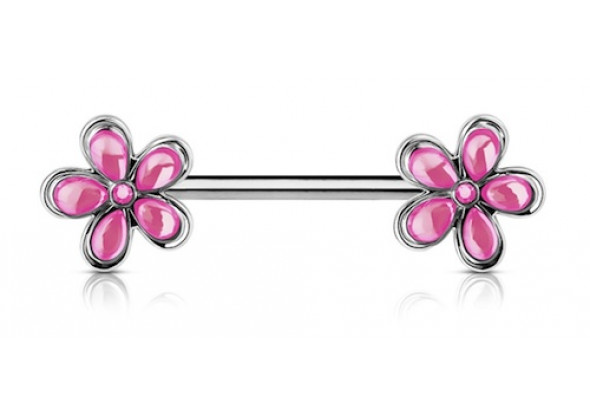 Piercing de téton double fleur rose