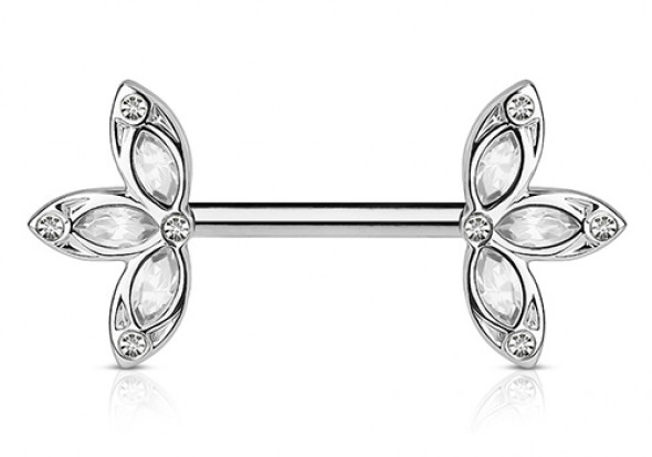 Piercing de téton double lotus blanc