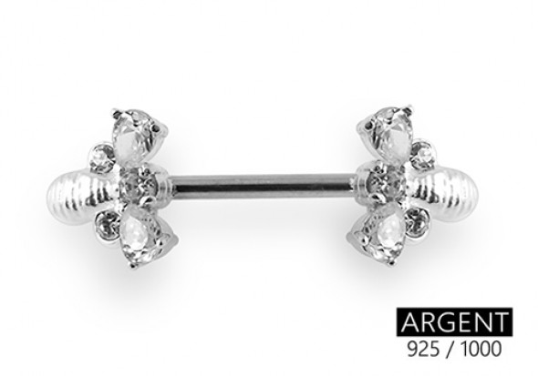 Piercing téton argent massif 925 abeille blanche