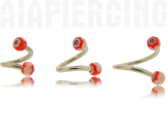 DESTOCKAGE   Spirales billes 3mm rouges et bleues