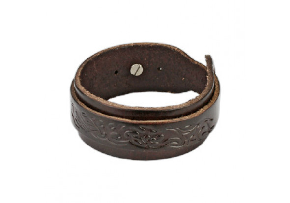 Bracelet en cuir marron tribal