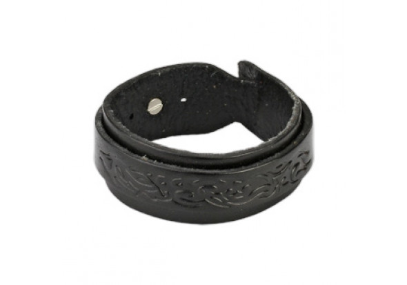 Bracelet en cuir noir tribal