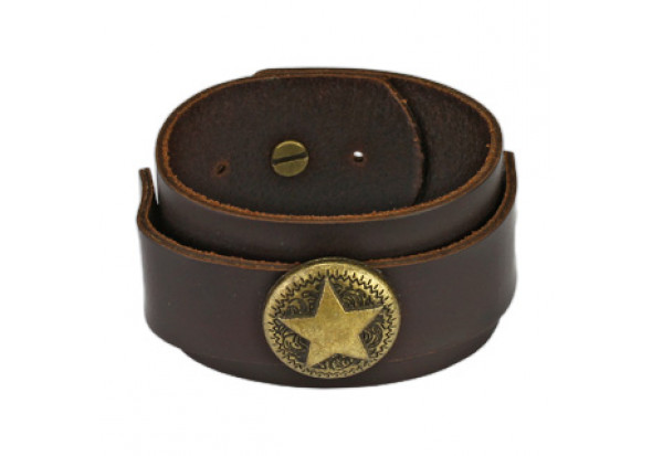 Bracelet en cuir marron et étoile